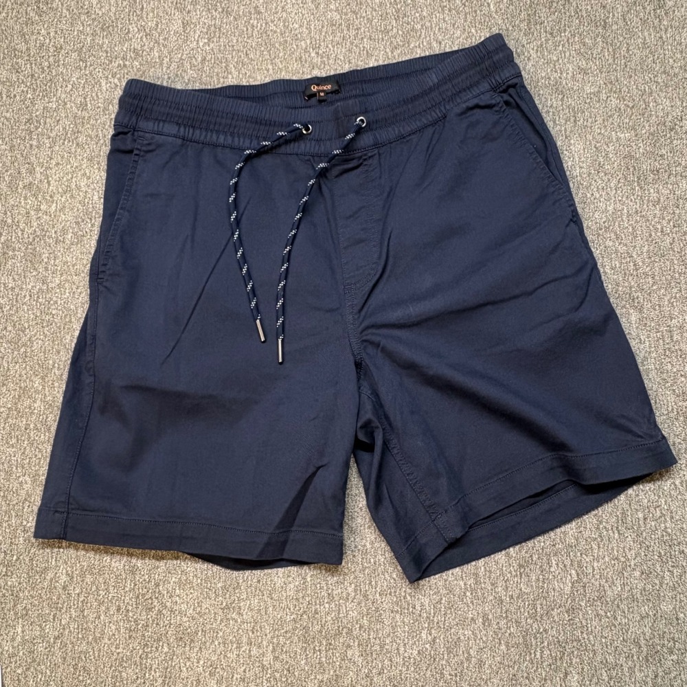 Quince Mens Cotton Chino Drawstring Shorts 7" Inseam Medium Navy Blue